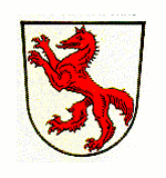 LogoWappen der Stadt Vohburg a.d.Donau; In Silber ein steigender roter Fuchs.