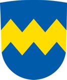 Wappen der Stadt Pfaffenhofen a.d.Ilm; In Blau ein goldener Zickzackbalken.